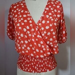 Cross Front Floral Blouse